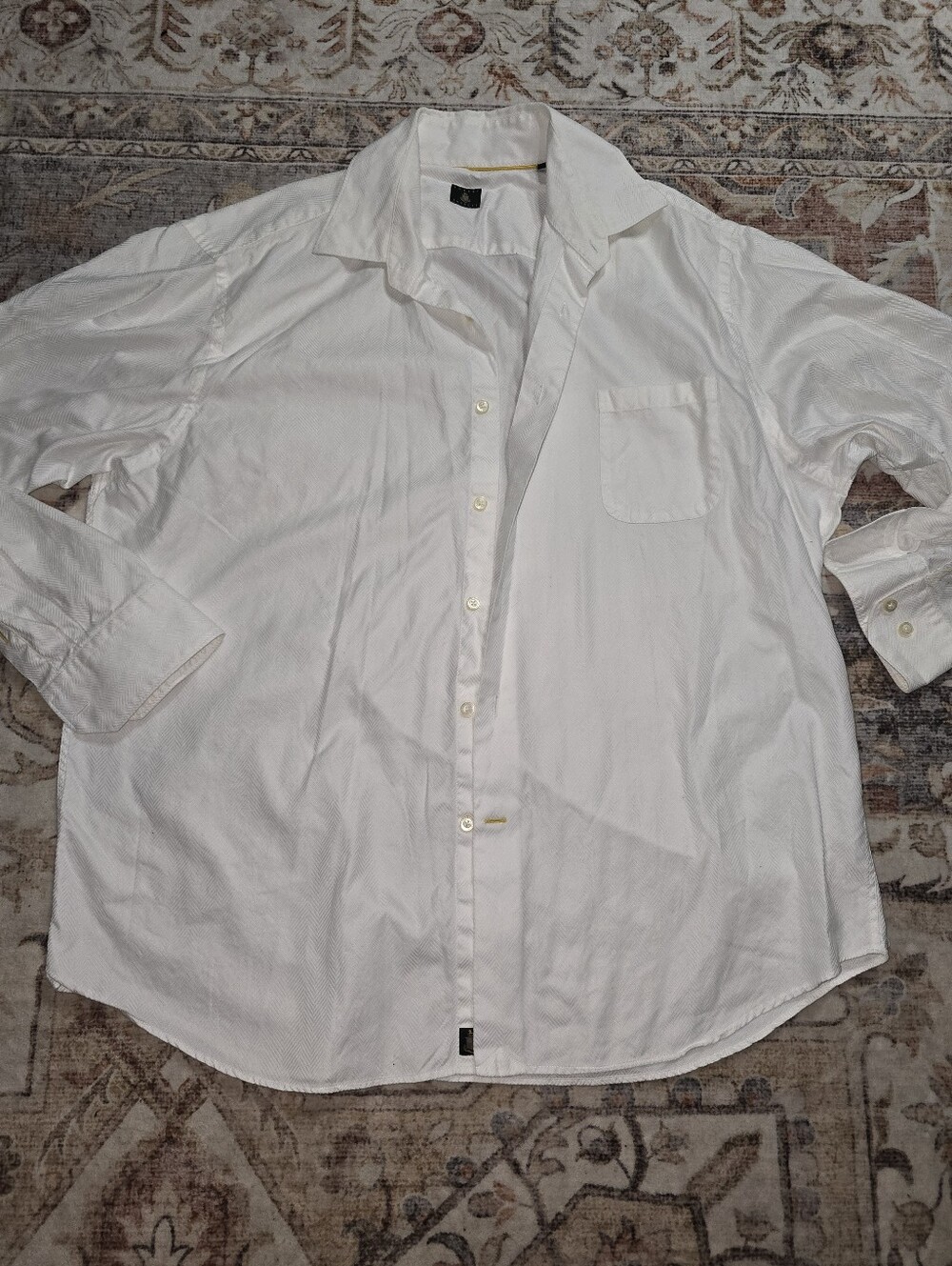 Robert Talbott White Long-Sleeve Dress Shirt with Spread Collar